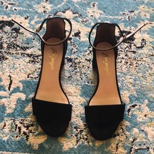 Free People: Black strappy block heels